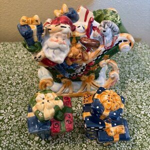 Santa Sleigh Salt & Pepper Shakers Christmas Holiday Vintage Collectible Gift
